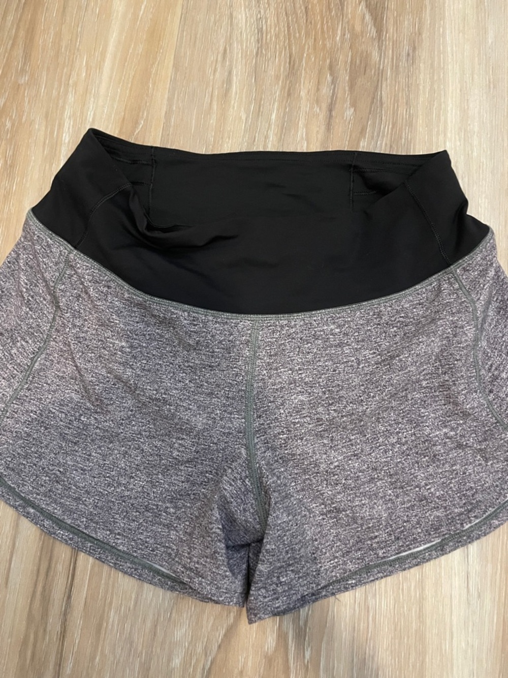 lululemon athletica Black Waistband Gray Heather Athletic Shorts